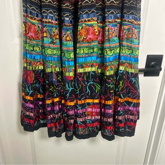 Anu by Natural Colorful Hippie Boho Maxi Tiered Skirt Women's M Indie Peasant - Picture 4 of 9